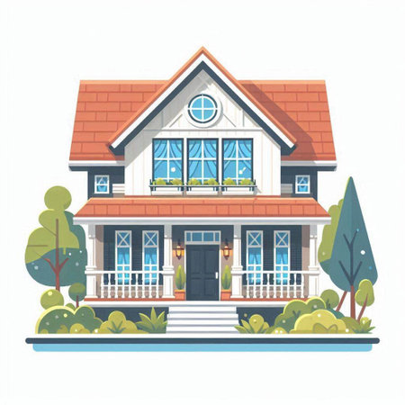 House in the style of flat design. Vector illustration on white background.のイラスト素材
