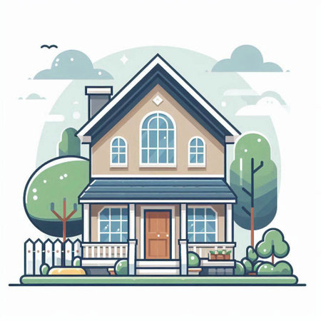 Vector illustration of a house in the style of flat design. Cartoon style.のイラスト素材