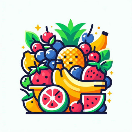 Fruit icon in flat style. Vector illustration for your design.のイラスト素材