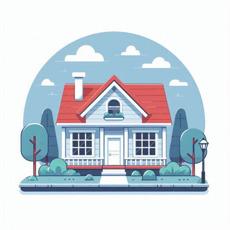 Vector illustration of a country house in the style of a flat design.のイラスト素材