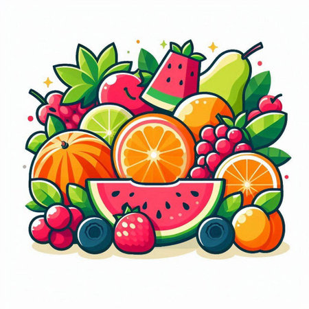 Fruit vector illustration. Hand drawn fruit icon. Healthy food concept.のイラスト素材