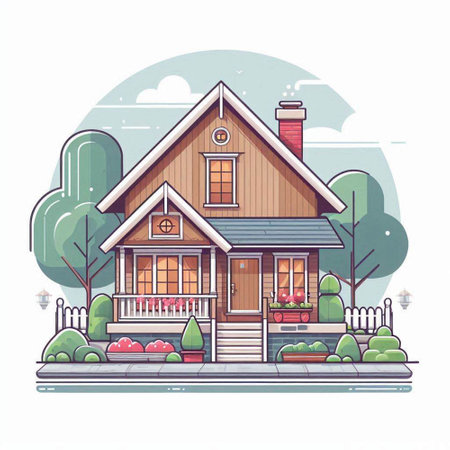 Vector illustration of a country house in a cartoon style. Country house.のイラスト素材