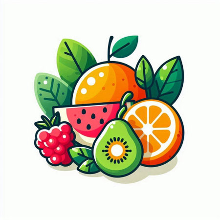 Fruit icon. Vector illustration in flat style. Isolated on white background.のイラスト素材