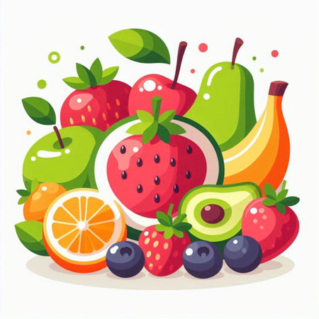Fruits and berries vector illustration. Fruits and berries vector illustration.のイラスト素材