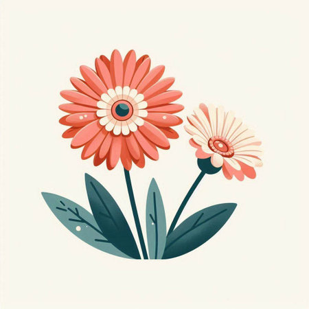 Gerbera flower. Hand drawn vector illustration in retro style.のイラスト素材