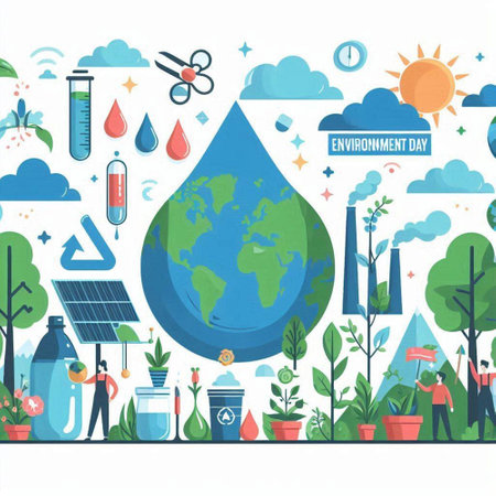 Save the planet concept. Vector illustration in flat style. Environmental protection.のイラスト素材