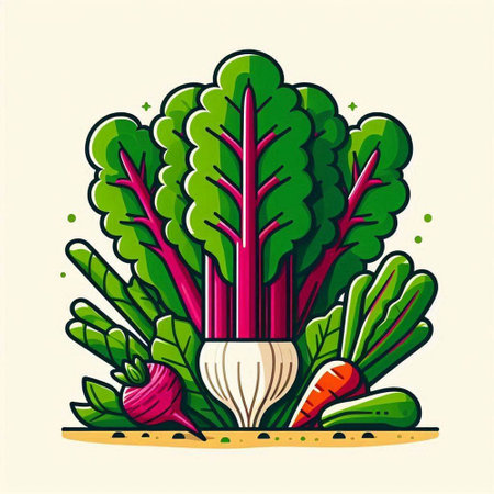 Bunch of beetroot, radish and carrot. Vector illustration.のイラスト素材