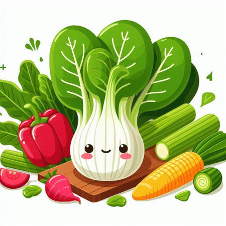 Vegetables cartoon character. Vector illustration. Healthy food concept.のイラスト素材