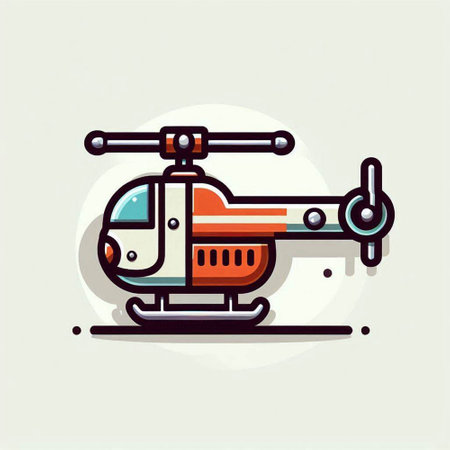 Helicopter icon. Vector illustration of a helicopter in flat style.のイラスト素材