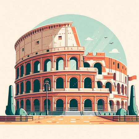 Colosseum in Rome, Italy. Vintage vector illustration.のイラスト素材