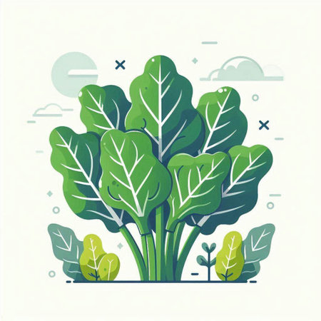 Bunch of spinach. Vector illustration in flat cartoon style. Vegetarian food.のイラスト素材