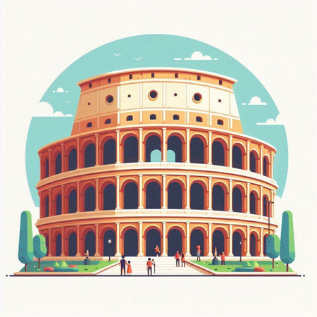 Colosseum in Rome, Italy. Vintage vector illustration.のイラスト素材