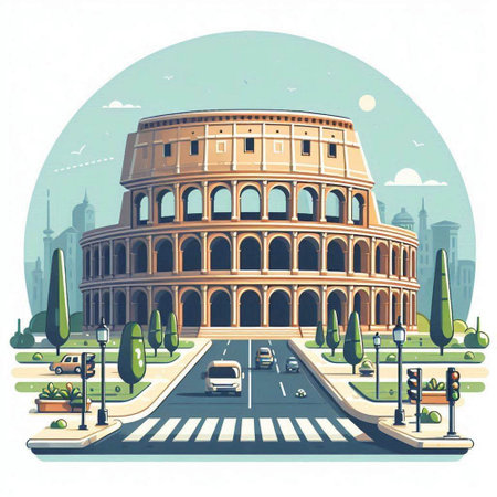 Colosseum in Rome, Italy. Colosseum in Rome, Italy. Vector illustrationのイラスト素材
