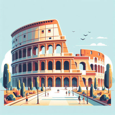 Colosseum in Rome, Italy. Colosseum is one of the main tourist attractions of Rome.のイラスト素材