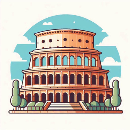 Colosseum in Rome, Italy. Vector illustration in flat styleのイラスト素材