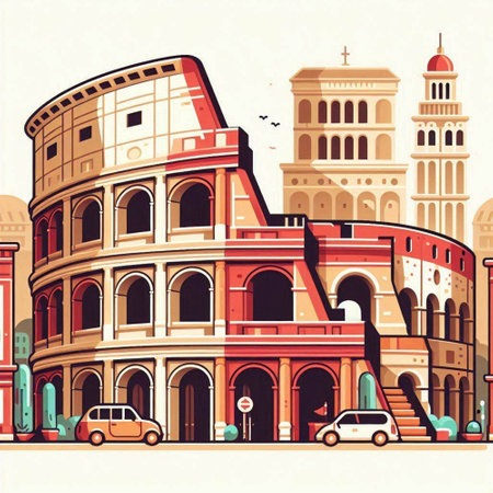 Colosseum in Rome, Italy. Colosseum is one of the symbols of Rome.のイラスト素材