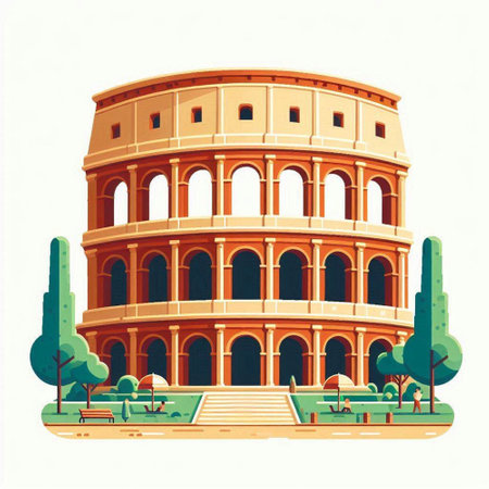 Colosseum in Rome, Italy. Vector illustration in flat styleのイラスト素材