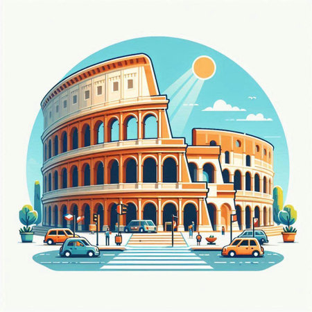 Colosseum in Rome, Italy. Vector illustration in retro styleのイラスト素材
