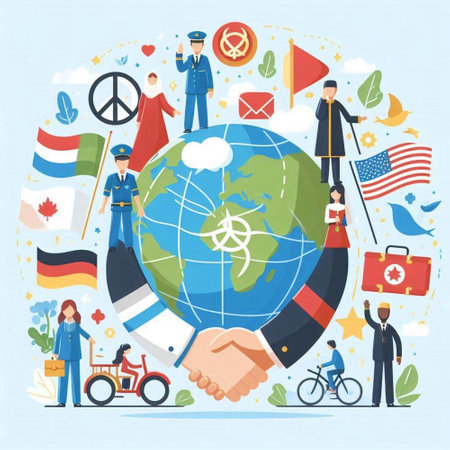 International day of peace concept. Vector illustration in flat cartoon style.のイラスト素材