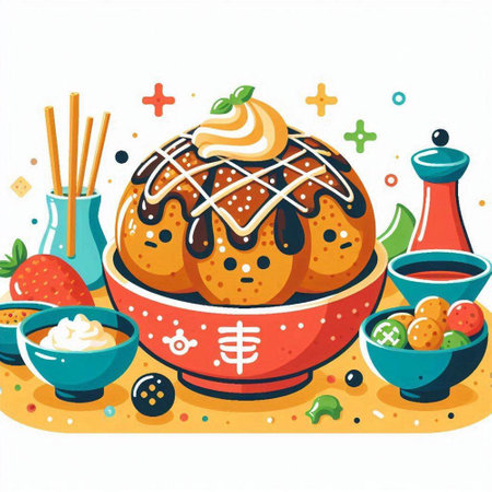 Illustration of a Japanese dessert in a bowl with chopsticks.のイラスト素材