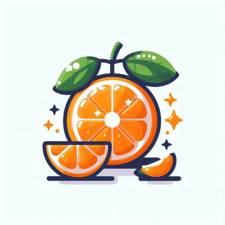 Orange fruit vector illustration. Citrus fruit icon. Fresh orange.のイラスト素材