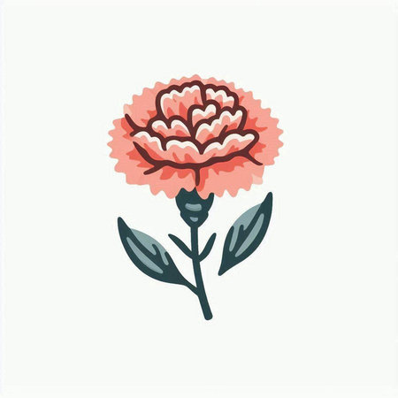 Carnation flower vector icon. Hand drawn botanical illustration.のイラスト素材