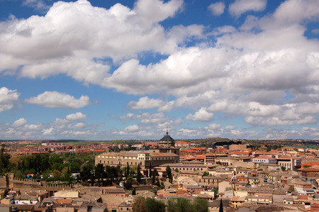 The cityscape of Toledo, the old town in central Spain, on a cloudy day.の写真素材