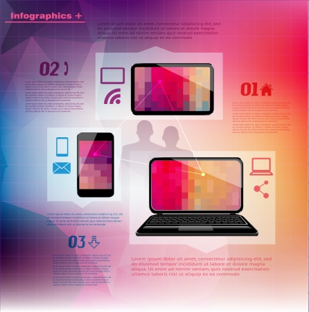 laptop phone tablet Connection infographicのイラスト素材