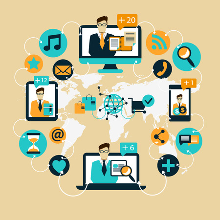 Flat design Business Communication  Social network のイラスト素材