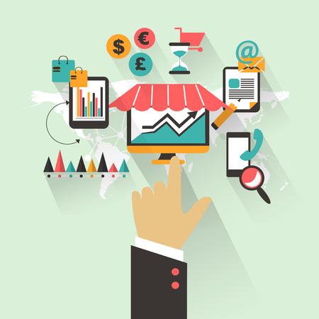 Flat design Business concept with handのイラスト素材