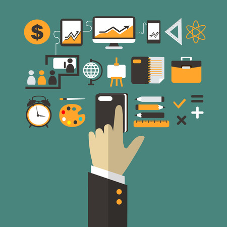 Flat design Business concept with handのイラスト素材