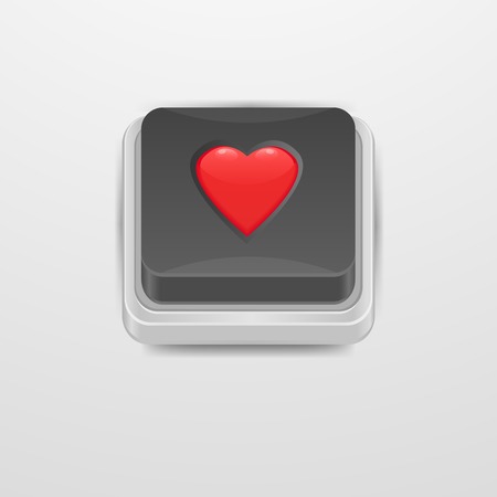 Button Heart icon on a gray backgroundのイラスト素材