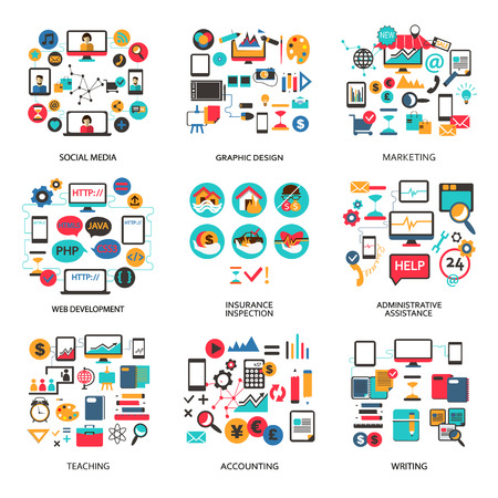 Set of elements for freelance job and career.のイラスト素材
