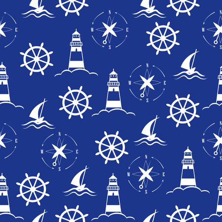 Set of sea and nautical  patternsのイラスト素材