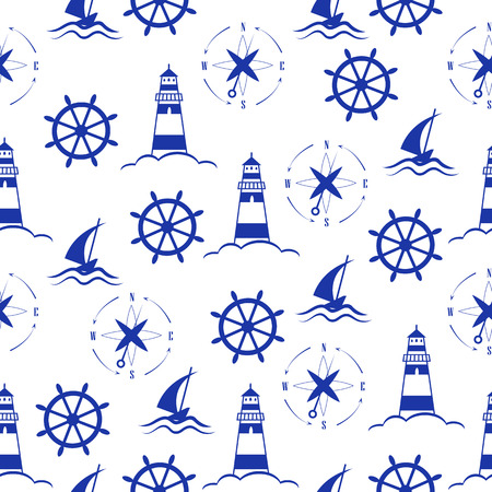 Set of sea and nautical  patternsのイラスト素材