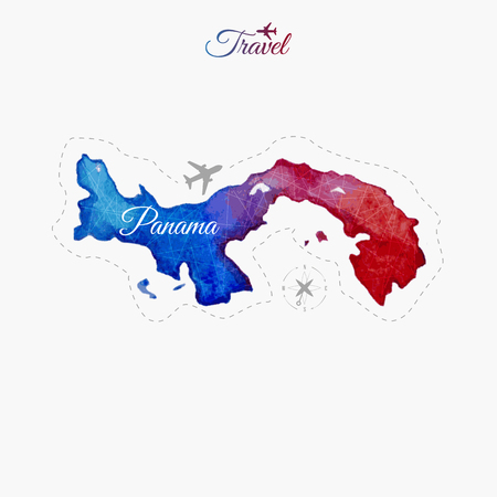 Travel around the  world. Panama. Watercolor mapのイラスト素材