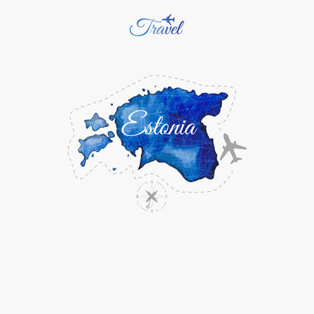 Travel around the  world. Estonia. Watercolor mapのイラスト素材