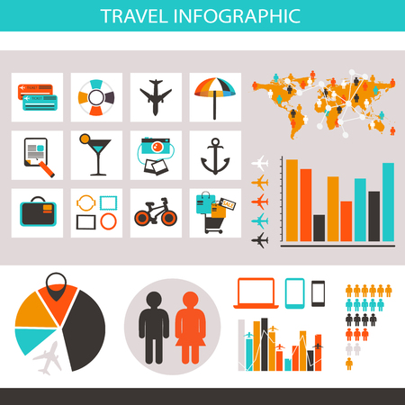 Travel infographic with icons and elements. Set of elements and iconsのイラスト素材