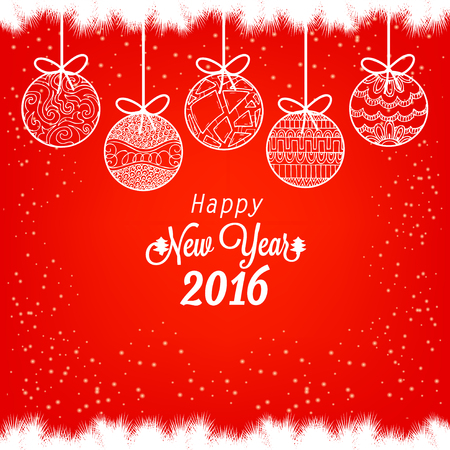 Happy New Year 2016 with christmas balls.のイラスト素材
