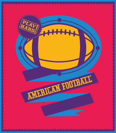 Colorful american football emblem with ribbon. Sport poster.のイラスト素材