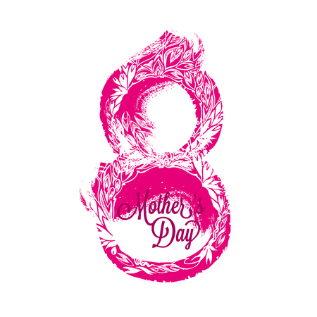 Holiday day. Happy Mother's Day poster.  Eight with flowers and text.のイラスト素材