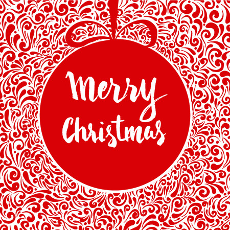 Hand drawn Christmas ball with lettering and elementsのイラスト素材