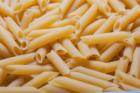 pasta top view, pasta feathers. flat lay