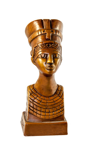 Bust of Queen Nefertiti isolated on white backgroundの写真素材