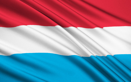 3D Luxembourg flag with fabric surface texture. White background.の写真素材