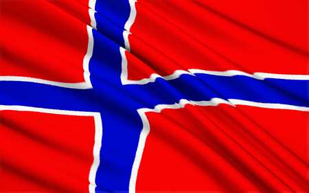 Flag of Norway - The flag of Norway is a blue Scandinavian cross over the Dannebrog, the flag of Denmark. Adopted as the national flag of Norway on 13th July 1821.の写真素材