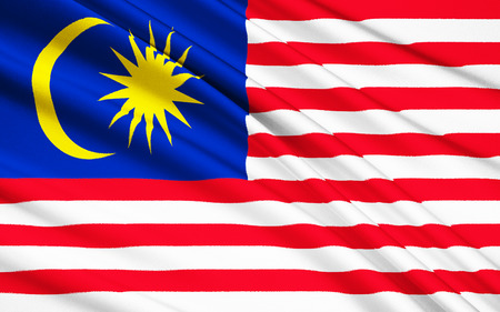 The national flag of Malaysia, also known as the Jalur Gemilang Malay for Stripes of Glory. The flag was first raised on 16th September 1963, and originated from the flag of the Federation of Malaya.の写真素材
