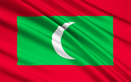 The flag of the Republic of Maldives. This flag dates from 1965 when the Maldives gained independence.の写真素材
