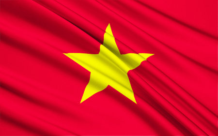 Flag of Vietnam - Until the end of the Vietnam War in 1975, South Vietnam used a yellow flag with three red stripes. The red flag of North Vietnam was adopted as the flag of the Socialist Republic of Vietnam in 1976.の写真素材