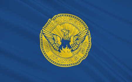 The national flag of Atlanta - a city in the US capital and largest city in the state of Georgia, the administrative center of Fulton Countyの写真素材